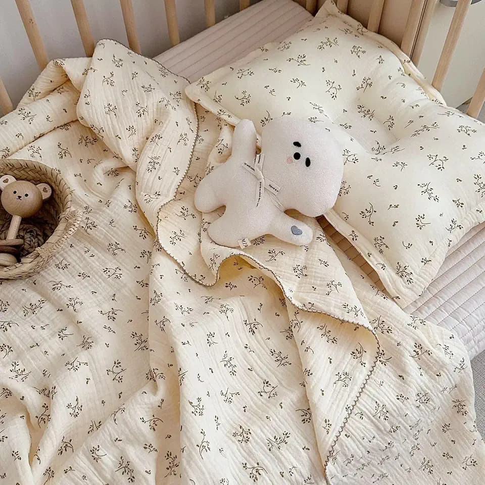 BuLuTu Muslin Baby Blanket for Girls Boys, Olive Pattern,47"x51"