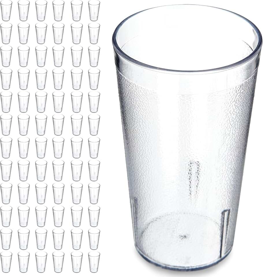 Carlisle FoodService Products Stackable Tumbler Plastic Tumbler with Pebbled Exterior for Restaurants, Catering, Kitchens, Plastic, 12 Ounces, Clear, (Pack of 24)