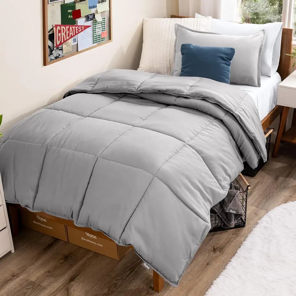 Bare Home Comforter Set - 1800 Ultra Soft (Twin/Twin XL, Light Grey)