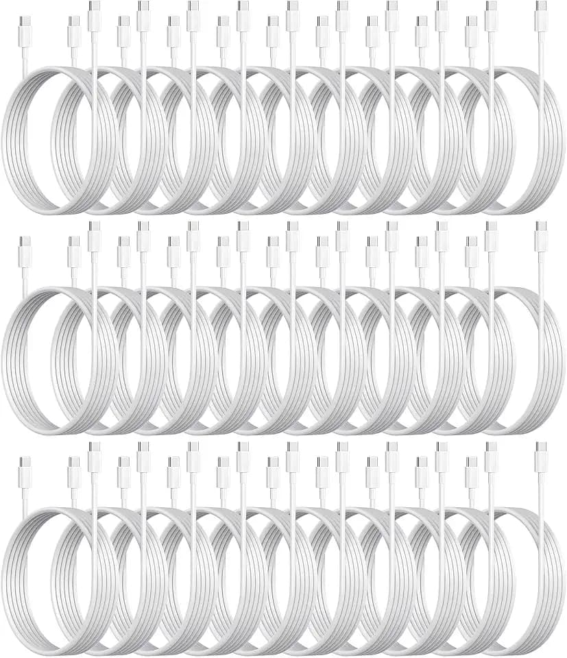 30-Pack USB C to C 48W Multipack Charger Cable - Bulk USB-C to Type C White