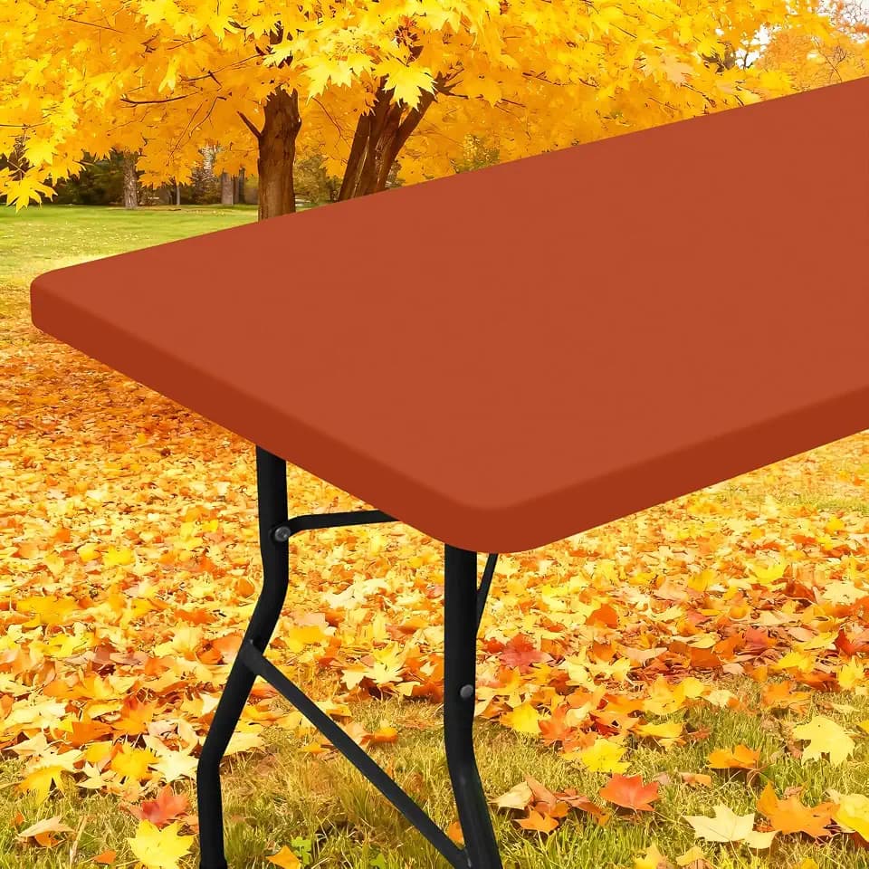 Smiry Elastic Fitted Polyester Tablecloths for 6 Foot Rectangle Tables