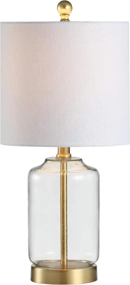 JONATHAN Y Duncan Table Lamp 19.5" Glass and Metal, Brass Gold and Clear