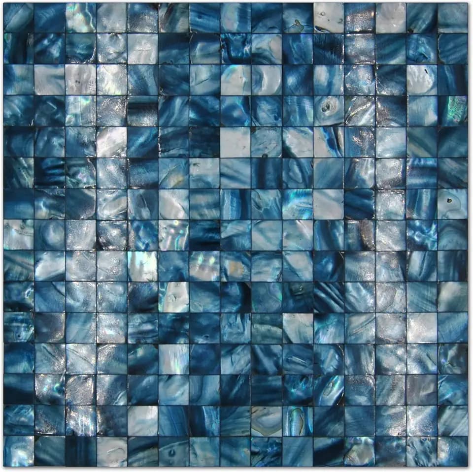 Peel and Stick Mother of Pearl Shell Backsplash Tiles, 10 Sheets Blue