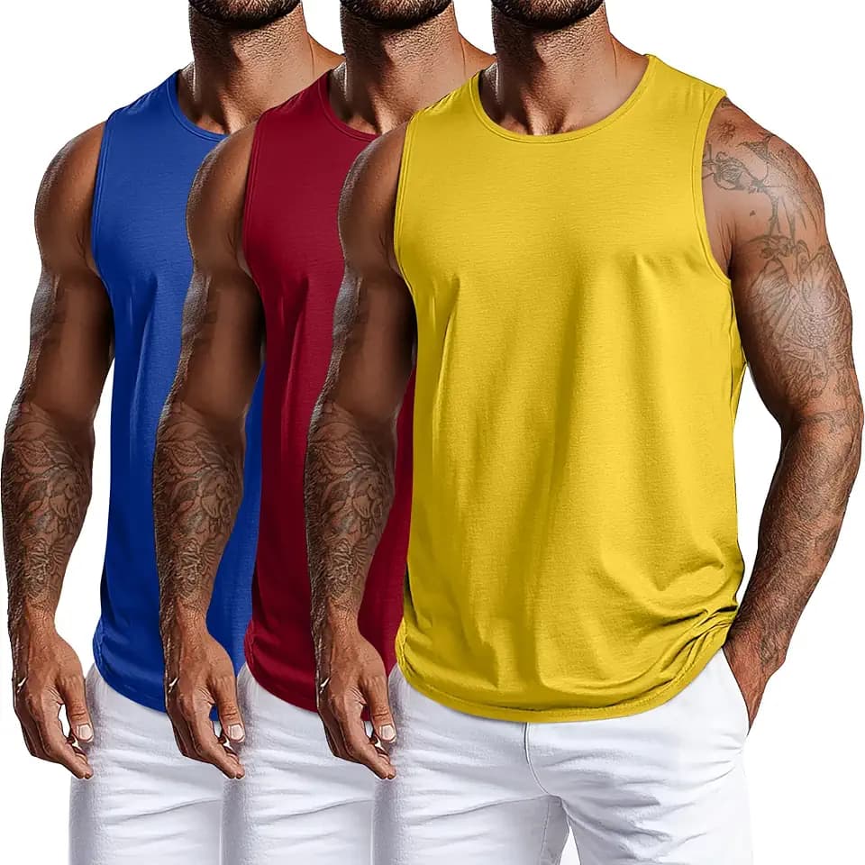 Evervibe 3 Pack Big and Tall Men's Cotton Tank Tops