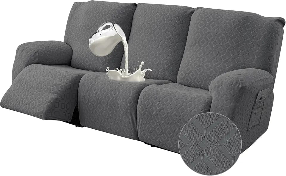 Gennia Waterproof Recliner Sofa Cover,3 Seat Couch Cover,Dark Gray