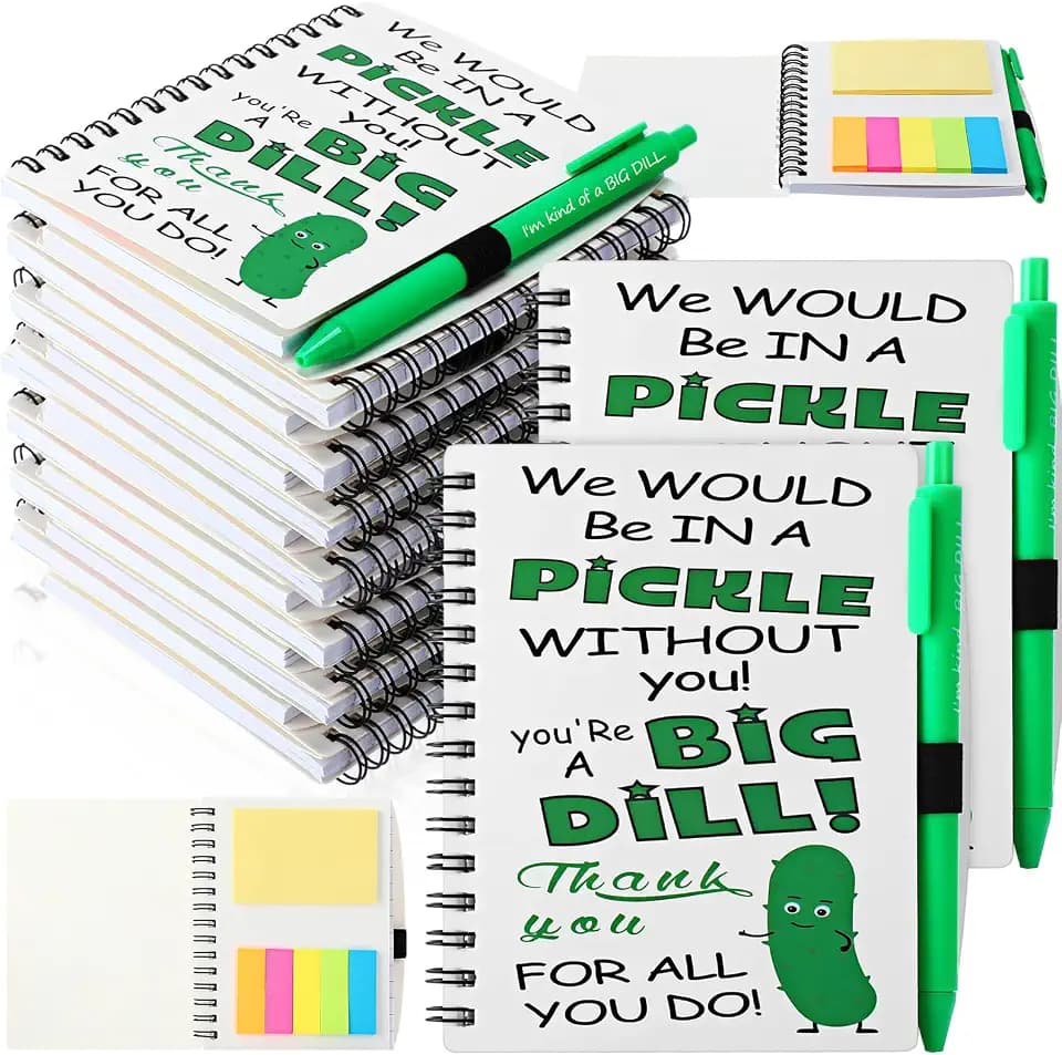 Jetec 24 Pcs Inspirational Pickle Pens Spiral Pickle Notebooks Bulk Emotional Support Gifts for Teacher Employee Coworker Appreciation Gifts Positive Encouragement Back to School Presents