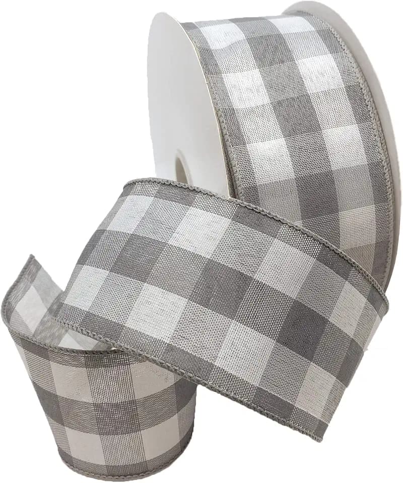 Morex Ribbon Wired Taffeta Cambridge Ribbon, 2.5 inch by 50 Yards, Gray, 7398.60/50-631