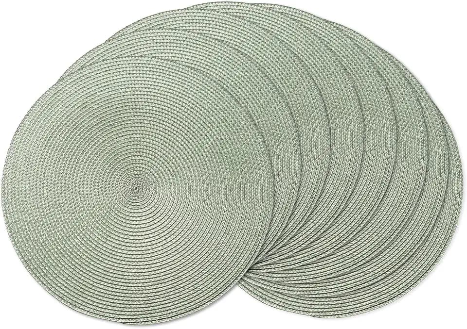 AHHFSMEI Round Braided Placemats Set of 8 15 Inch Black Table Mats