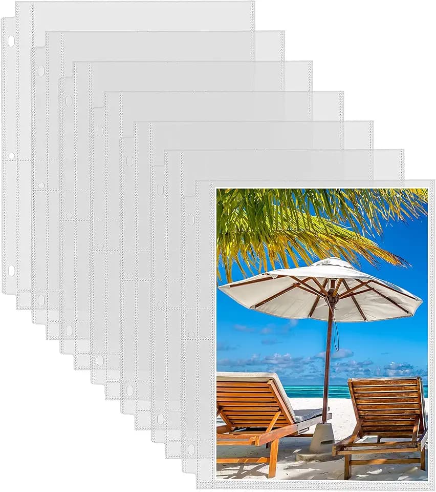 Fabmaker 30 Pack 8x10 Photo Sleeves for 3 Ring Binder, Hold 60 Photos