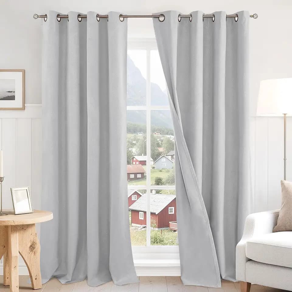 BGment Silver Grey Blackout Curtains for Living Room 96 Inch Long 2 Panels