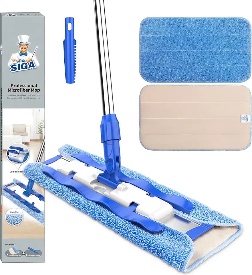 MR.SIGA Professional Microfiber Mop for Hardwood, Laminate Floor Cleaning