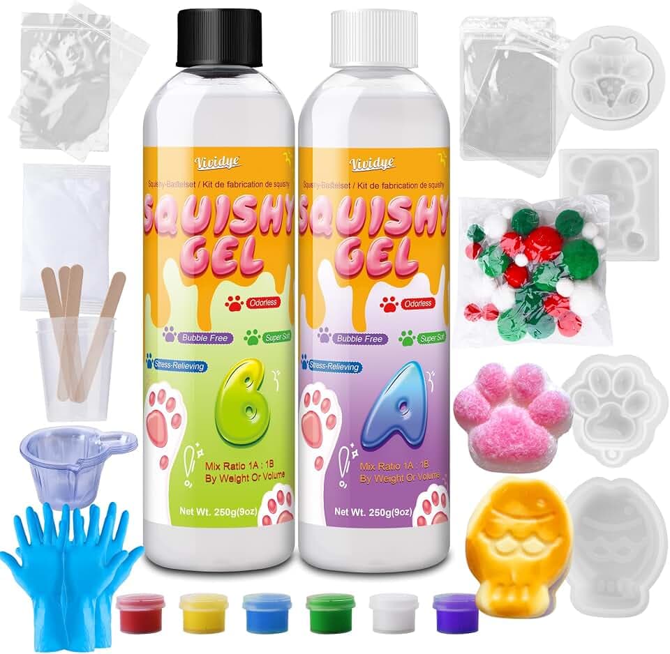 Liquid Silicone Squishy Kit, 18oz Taba Maker Kit with 4 Molds