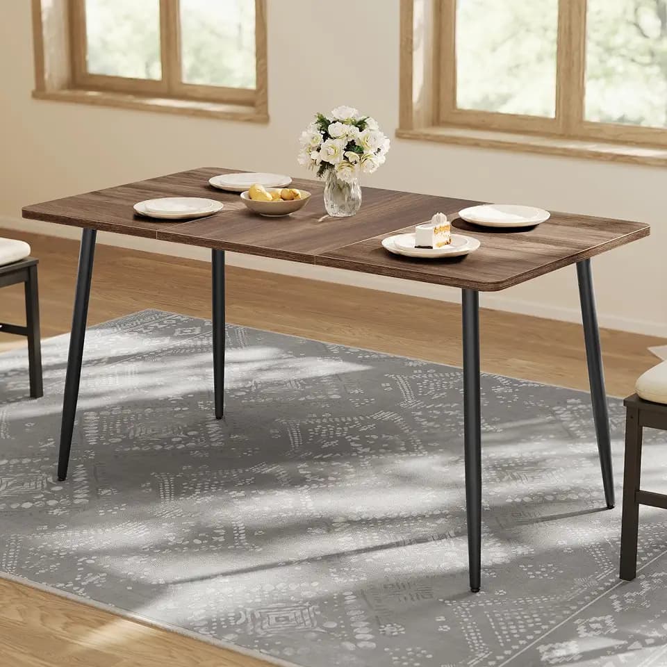 VASAGLE 55.1" Dining Table for 4-6 People, Modern Kitchen Table