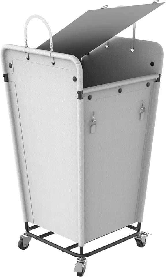 180L Laundry Basket with Wheels, Rolling Clothes Hamper with Privacy Lid & Side Handles, Dirty Clothes Basket with Removable Liner, Steel Frame for Bedroom, Bathroom, Laundry Room (White)