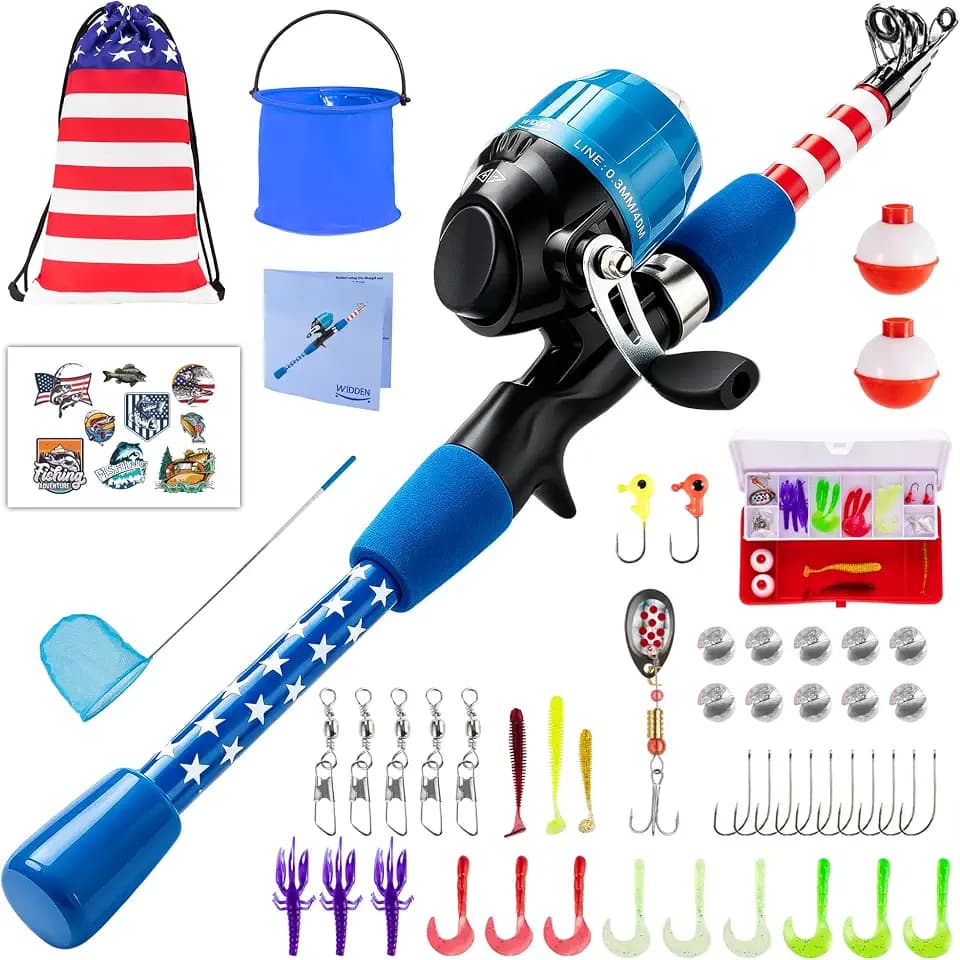 Kids Fishing Pole, Portable Telescopic Kids Fishing Poles for Boys Girls Youth, Fishing Rod and Reel Combo
