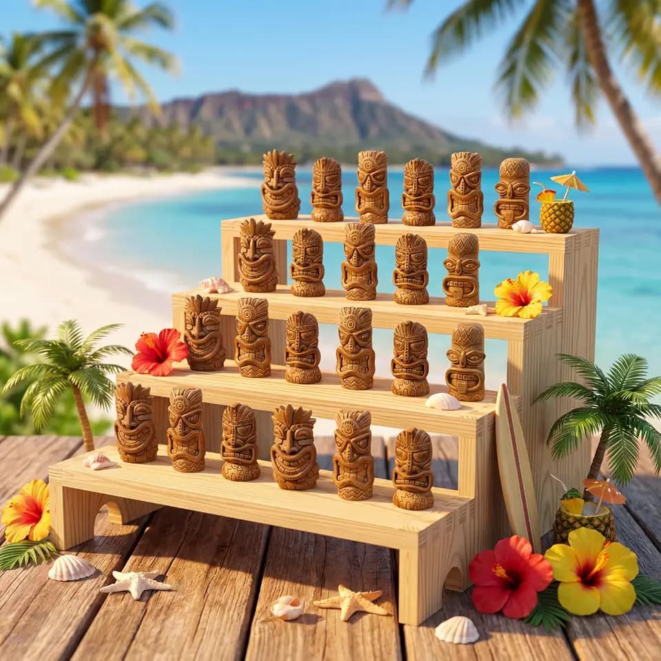 Amyhill 60 Pcs Mini Tiki Statues Luau Party Decorations Tiki Bar Decor