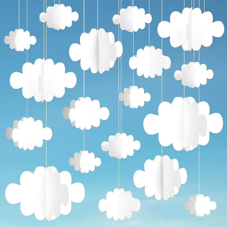 Ayfjovs 18 PCS 3D Cloud Decoration, Artificial Hanging Clouds for Ceiling