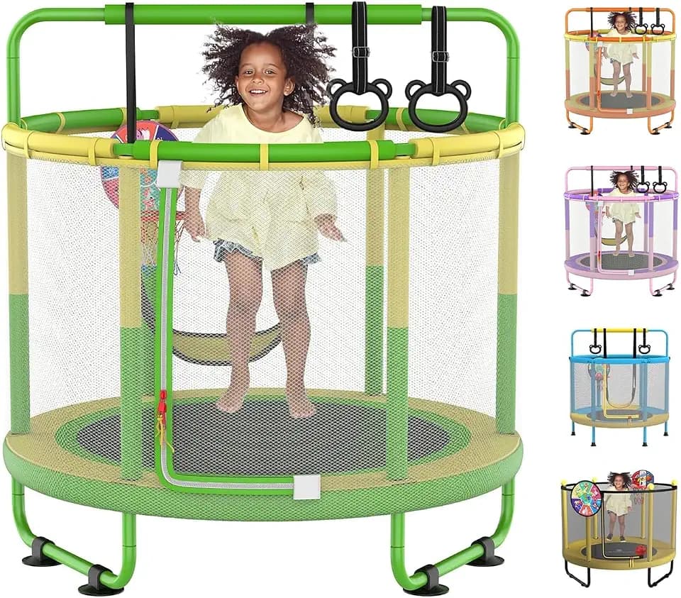 LANGXUN 5ft 6-in-1 Kids Trampoline, Mini Toddler Trampoline for Girls Boys