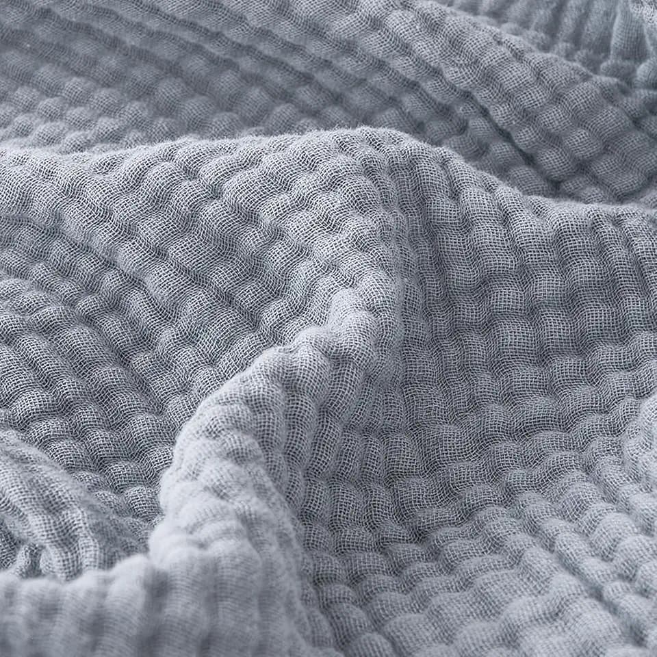 EMME Muslin Blankets for Adults Throw Blanket for Couch Breathable Gauze Soft Lightweight Airy Dusty Blue Twin XL 66" x 90"