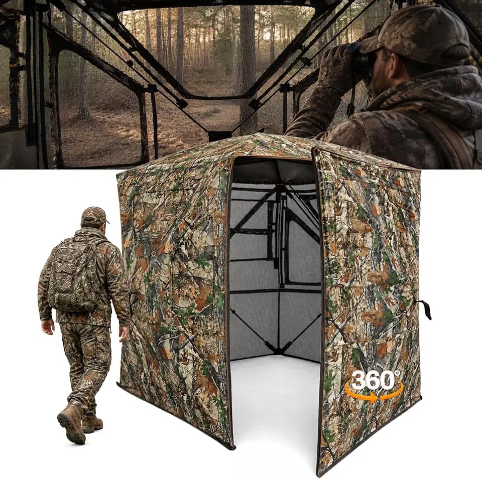 FUNHORUN Hunting Blind See Through, Pop Up Ground Deer Blind, Large Door