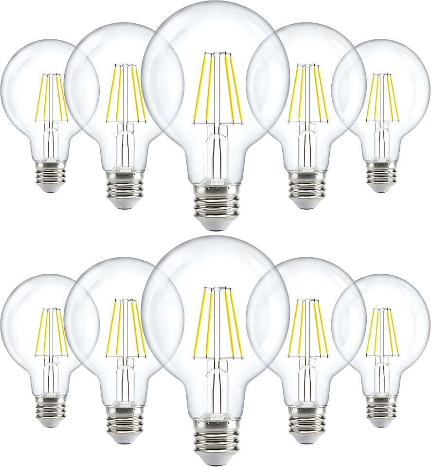 Sunco 10 Pack G25 LED Light Bulb, Globe, E26, 5W=60W, 3000K Warm White