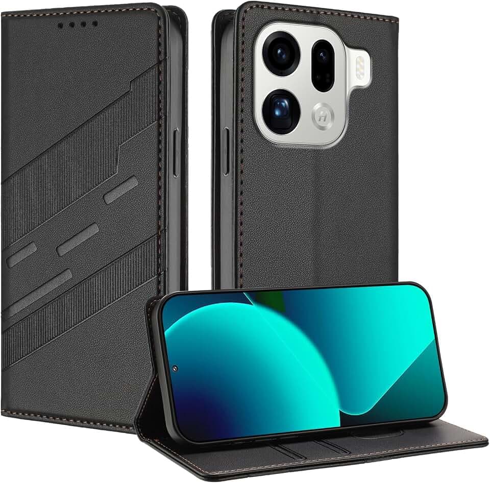 Leder Magnetisch Folio Hülle für Oppo Find X9 Pro