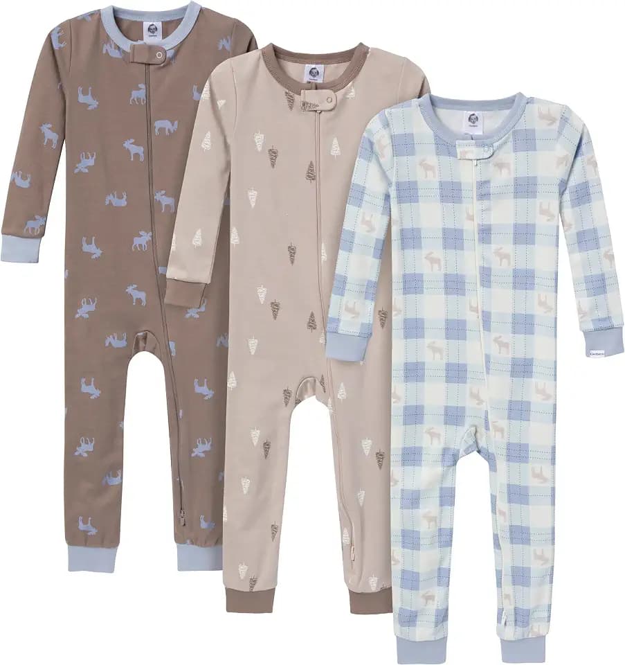 Gerber Baby Boys 3-Pack Snug Fit Footless One Piece Cotton Pajamas