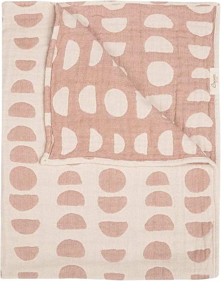 Crane Baby Blanket, Soft Cotton Jacquard Nursery and Stroller Blanket for Boys and Girls, Copper Moon Phase, 30” x 40”