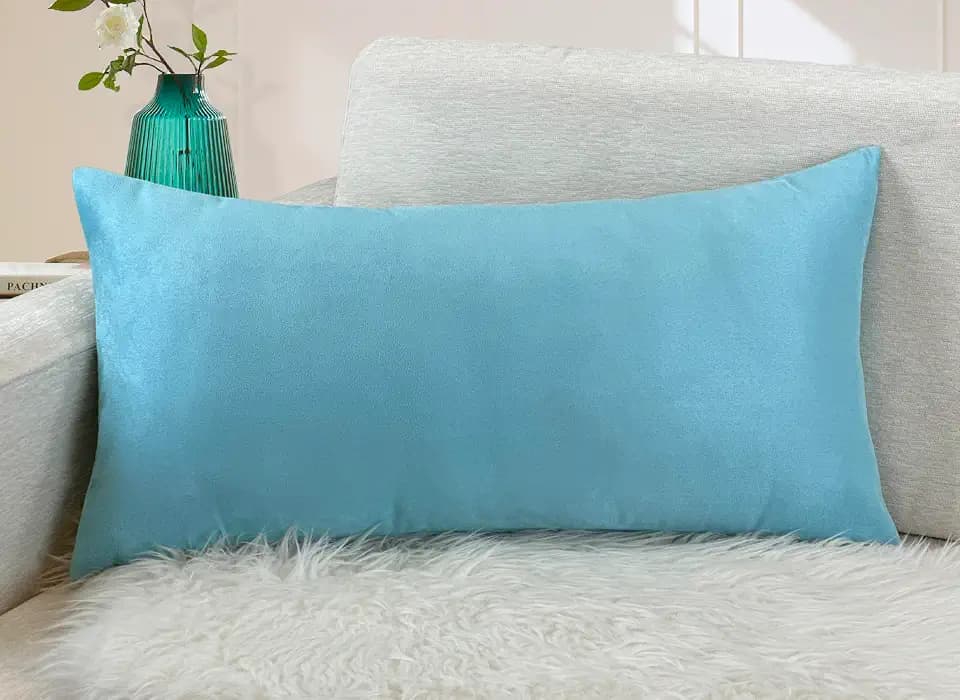 Aiking Home Luxury Faux Suede Decorative Pillow Cover - 12 by 24 Turquoise