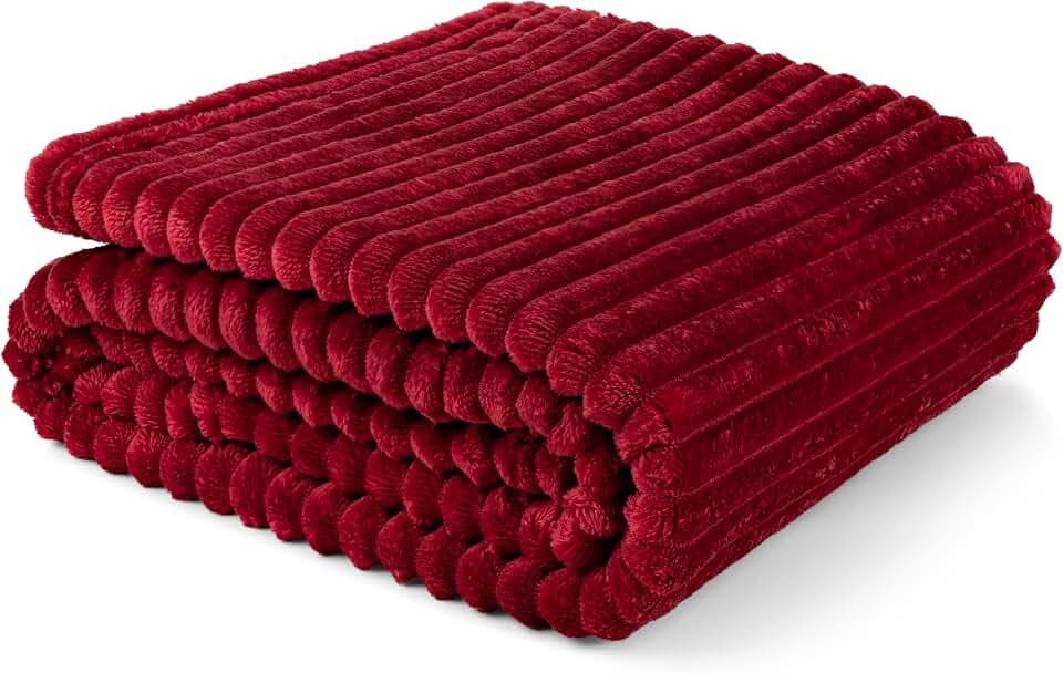 PAVILIA Soft Lightweight Twin Fleece Blanket for Couch Bed, Wine, 60x80