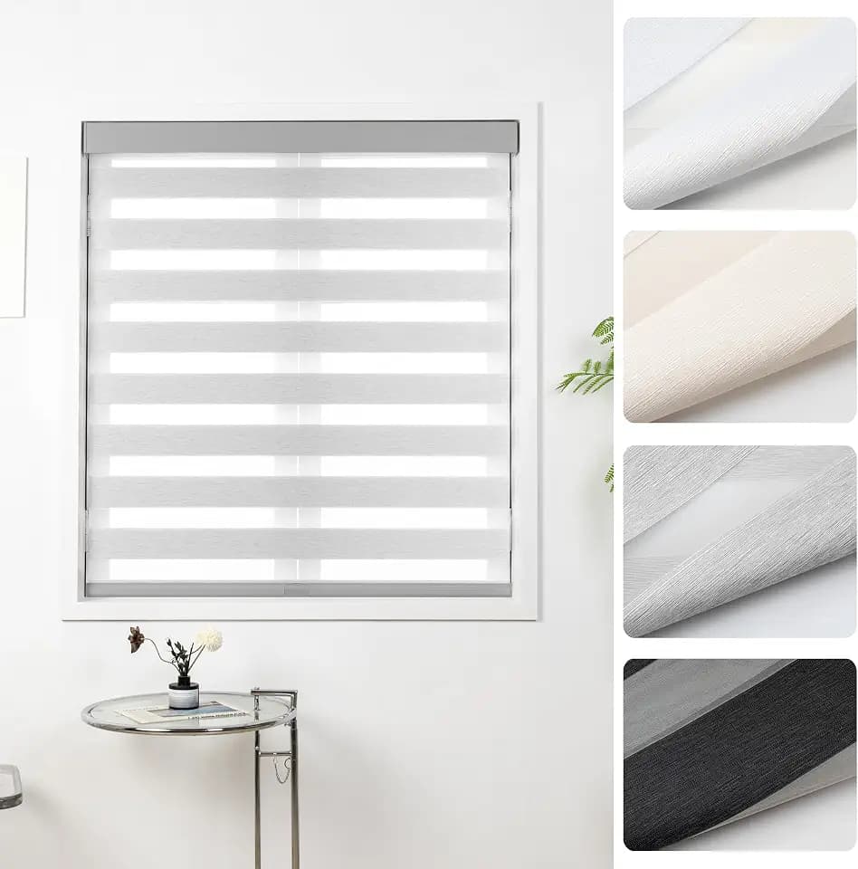 Cordless Zebra Blinds for Windows, 27" W x 72" H, Grey