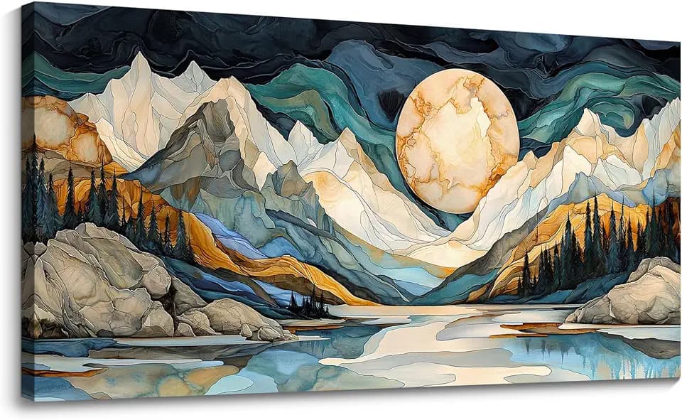 JEAWA Large Canvas Wall Art - Abstract Painting Decor, Textured Mountain Pictures as Gifts for Friends, Modern Art Prints for Bedroom Living Room Bathroom Home Decoration, 29x58 IN