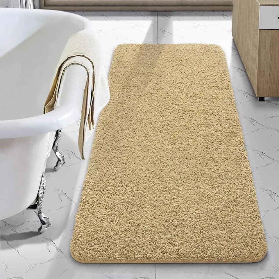 LOCHAS Bathroom Rug Runner 24x48 Inch, Bath Rugs Non Slip, Beige
