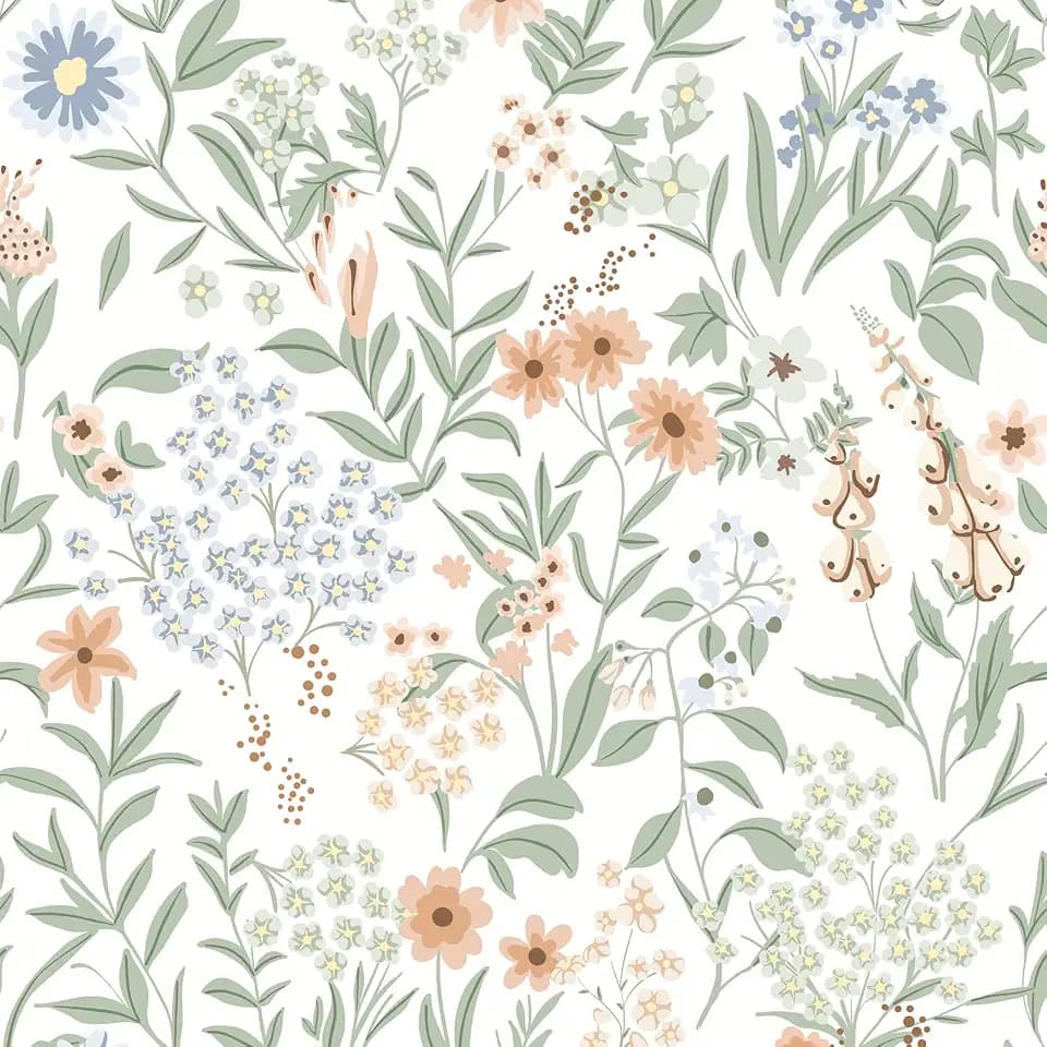 Naphite Floral Peel and Stick Wallpaper for Bedroom Wildflower 393in17.3in
