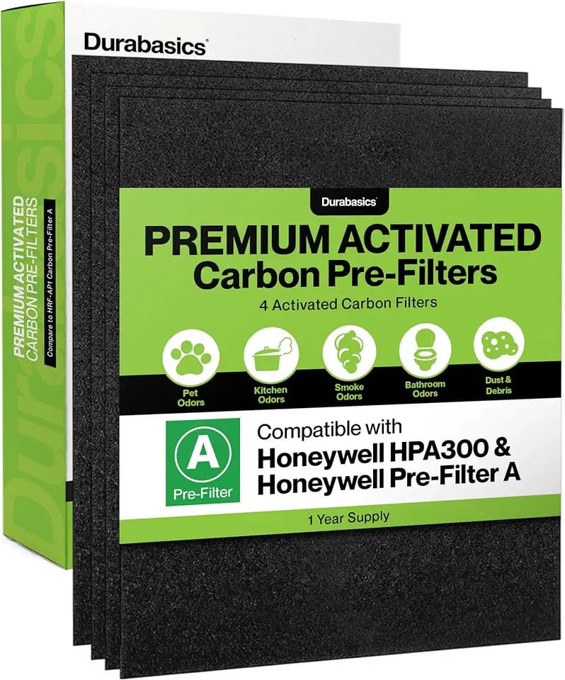 Durabasics 4-Pack Pre-Filters for Honeywell HPA300 Replacement Filters, Compatible with Honeywell Prefilter A, Filter A, HPA300 Prefilter and HRF-AP1 Replacement, HRF-AP1