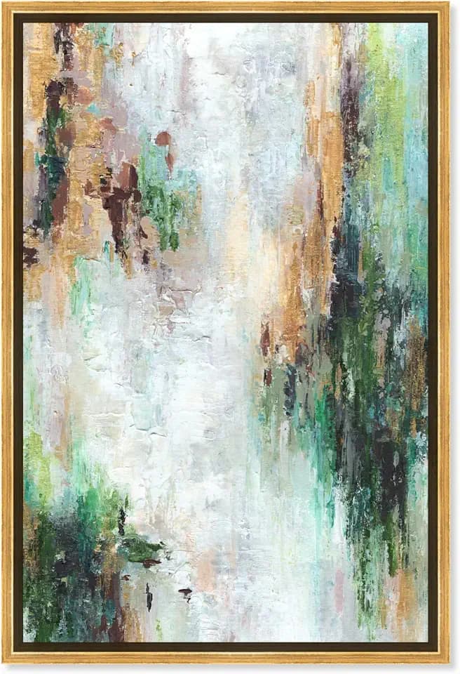 Art Remedy Emerald Gold Canvas Pastel Wall Art, Gold Frame, 30" x 45"