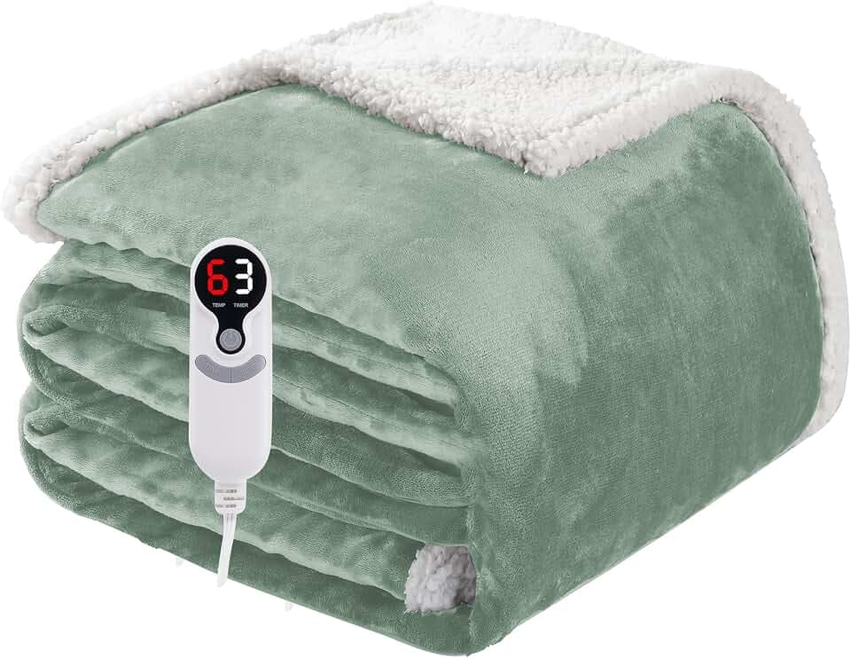 Soypipo Electric Heated Blanket 72"x84", 9 Heat Settings 10-Hour Auto-Off