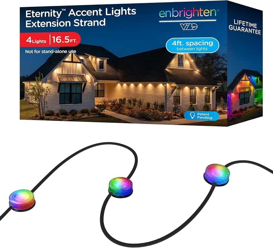 Enbrighten Accent Permanent Outdoor Lights, 16.5ft, 4 Light Extension
