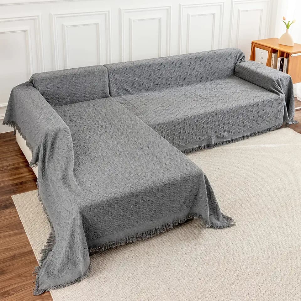 Deep Dream Sectional Couch Covers, 2 Pieces Sectional Sofa Cover, L Shaped Couch Covers, Couch Cover for Sectional Sofa (X-Large, 63" x 110" + 71" x 118, Dark Grey)