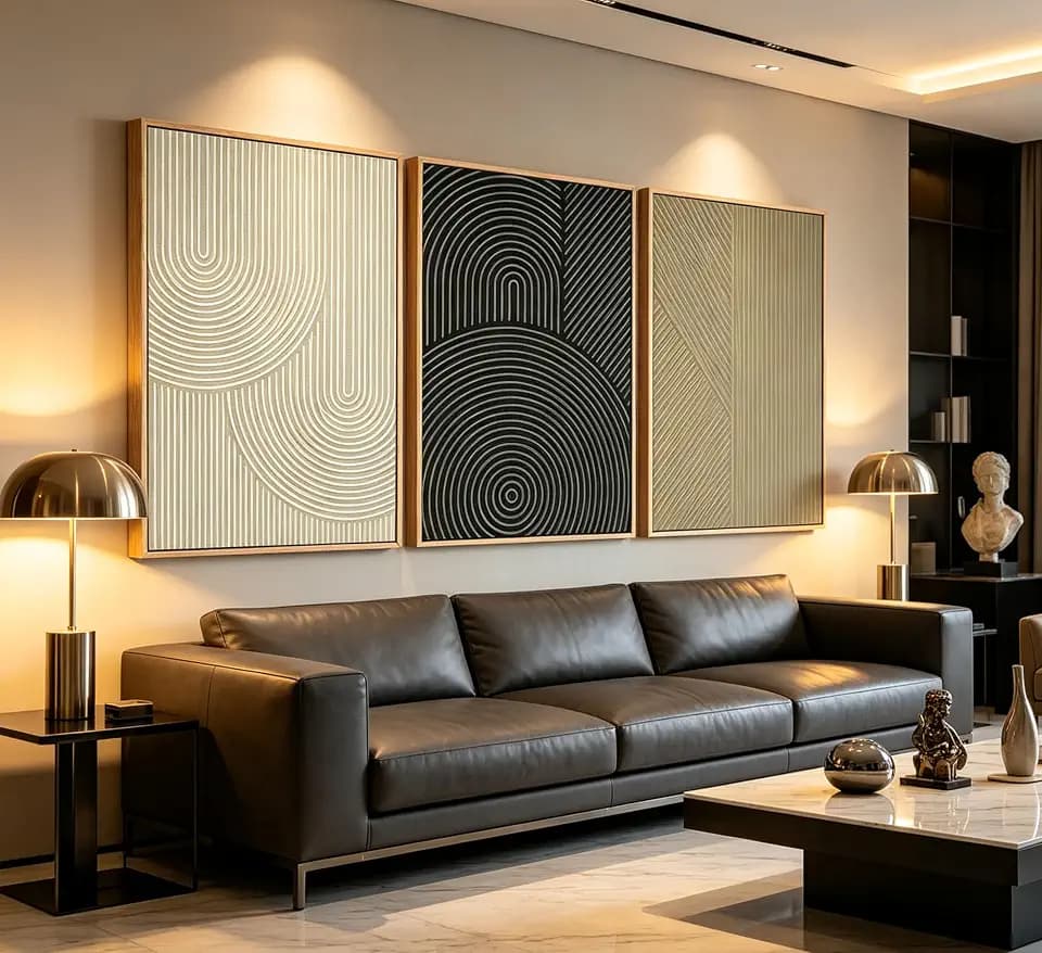 Framed-Large Texture Canvas Wall Art,Abstract Line Prints,16x24in