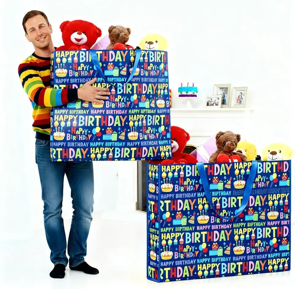 Pickmesh 1 Pcs Extra Large Birthday Bag 31.5x23.6x7.9 Inch,PP Woven