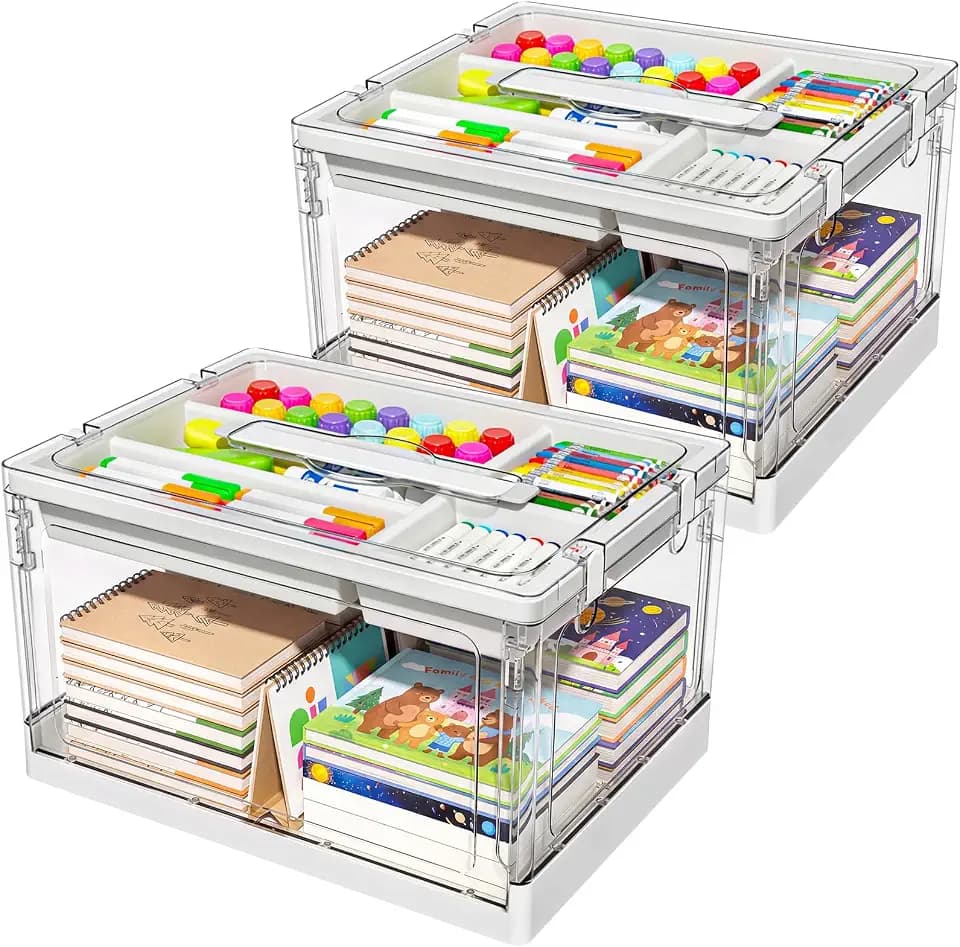 24QT 2Packs Clear Craft Organizers and Storage with Trays
