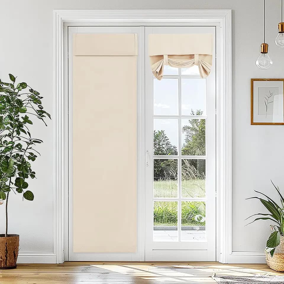 Vatge French Door Curtain - W26 x L80, 1 Panel, Light Beige, Room Darkening Window Covering for Privacy, Light Filtering Sidelight Curtains for Patio and Glass Window