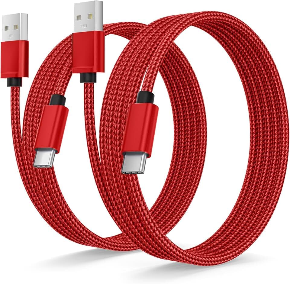 Basesailor for iPhone 17 16 Pro Max Charger Cord,USB to USB C Cable,Type C Charging Power Cord for Apple 17e 15 iPad 10 Air 4 5,Samsung Galaxy S26 S25 S24 S23,Red,2Pack 3.3FT(1M)