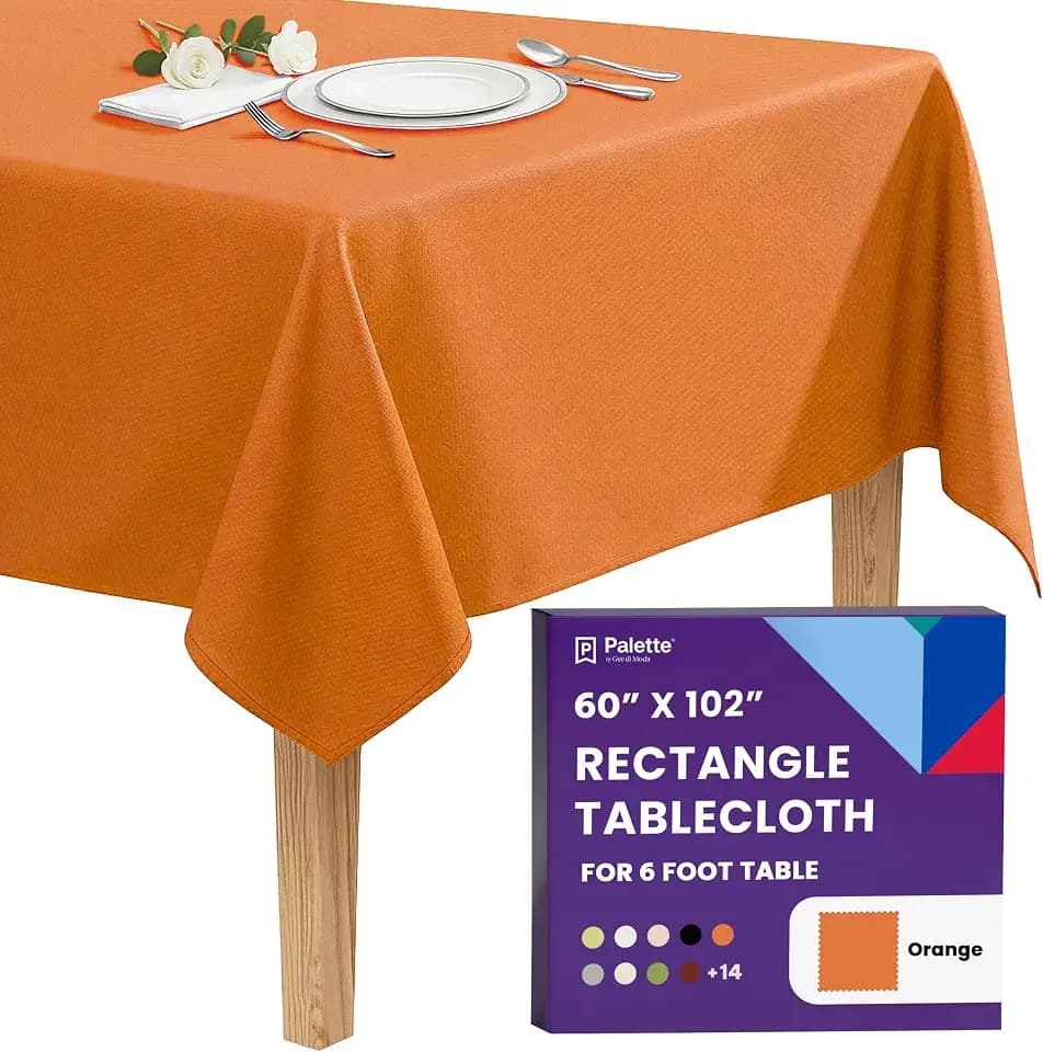 Gee Di Moda Rectangle Tablecloth - 60 x 102 Inch Orange Table Cloth for 6 Foot Rectangle Tables - Heavy Duty Washable Fabric - for Holiday Party, Dinner, Weddings, Baby Shower & Events