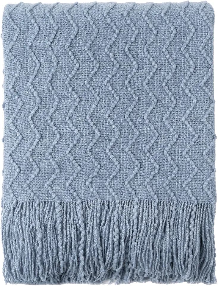BATTILO HOME Blue Throw Blanket for Couch, Dusty Blue Blankets, 50"x60"