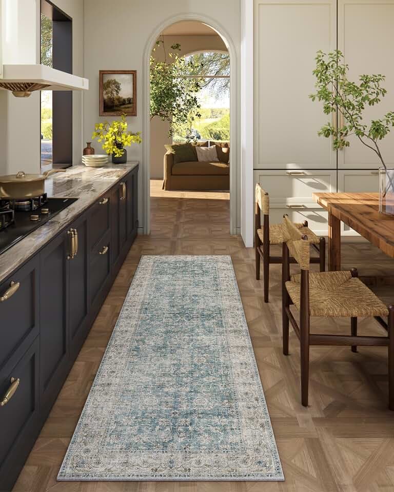 Washable Kitchen Rug Runners for Hallways: 2'x6' Bedroom Rug with Non Slip Backing Low-Pile Soft Indoor Floor Carpet Runner for Indoor Entryway Hallways Kitchen Laundry Room Farmhouse