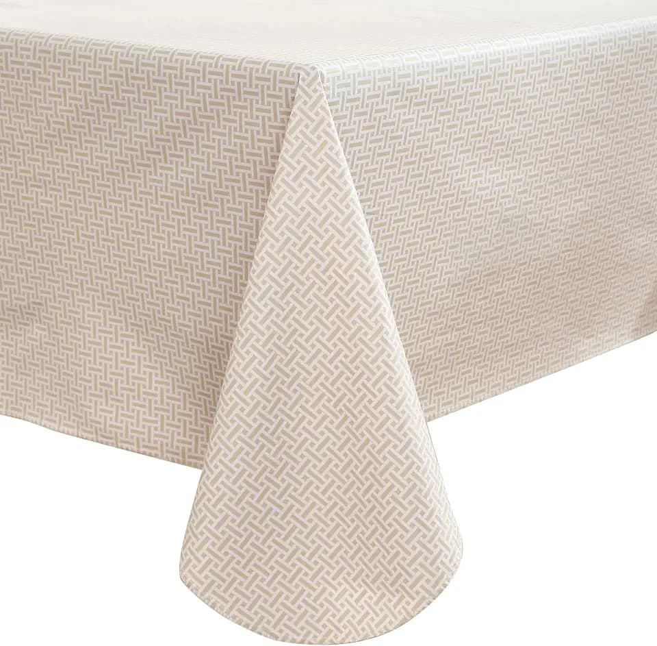 Heavy Duty Vinyl Tablecloth with Flannel Backing Waterproof Oil-Proof Plastic Table Cloth Stain-Resistant Wipeable Rectangle or Square Table Cover for Dining, Camping (Weave, 60X84 Inch)