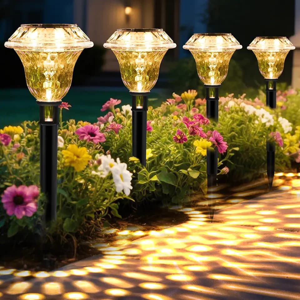 Solar Pathway Lights, Acrylic Garden Lights Outdoor Decor 6 Pack