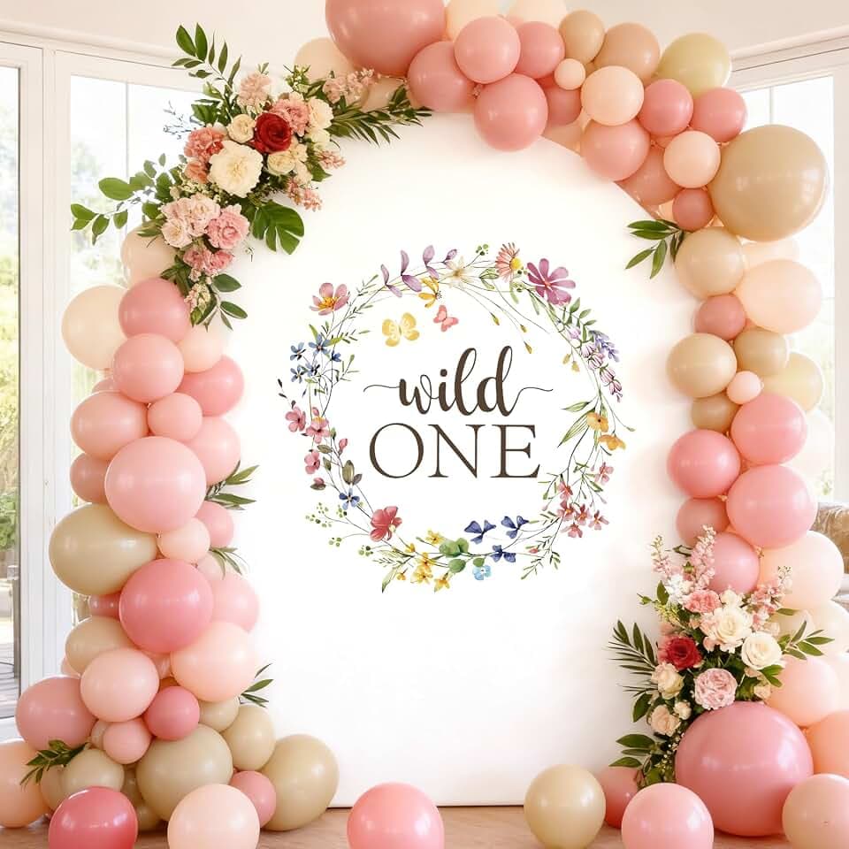 Wild One Birthday Decorations Girl - Floral Wild One Sign Decal Banner for Arch Backdrop, Wildflower Floral Wild One Year Old First 1st Birthday Baby Shower Decorations Sign Decal Banner (Not Balloon)